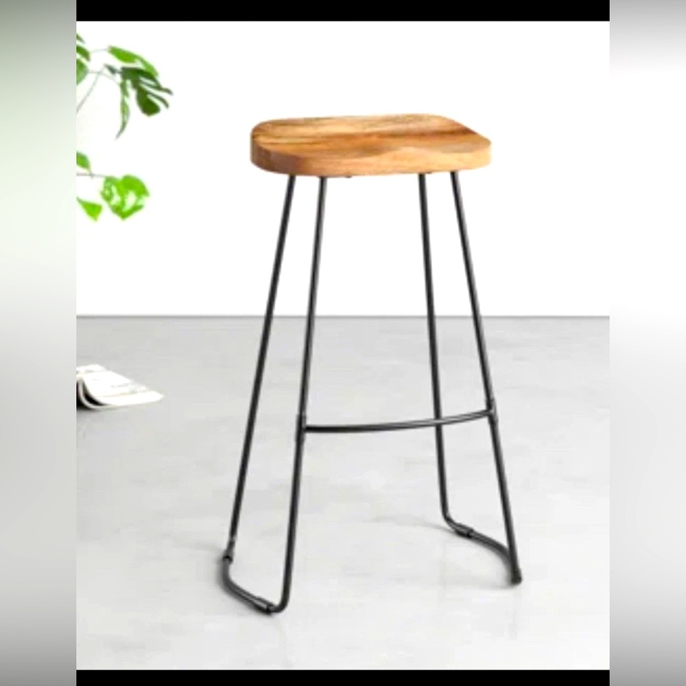 Rombass Modern Bar Stool with wooden seat NIB